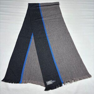McKernan Gray 2 Tone w/ Blue Stripe 100% Virgin Wool Scarf Made in Ireland 70X14